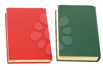 green book and red book on white background 