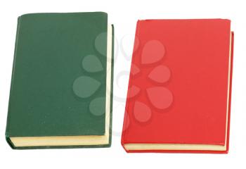 green book and red book on white background 