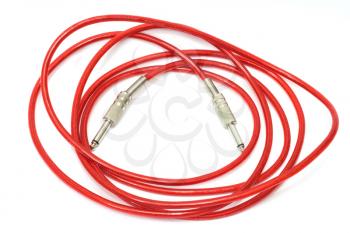 Electric guitar patch cable isolated on white 
