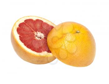 two half grapefruit isolated on white background 