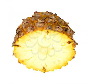Pineapple slice isolated over white background. 
