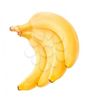 Four fresh bananas on white background
