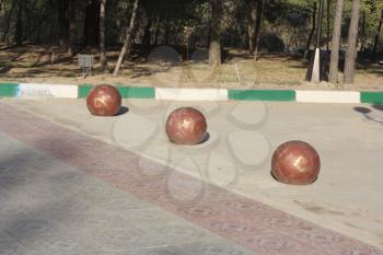 three stones in the arboretum. Shymkent