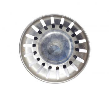 metal cap in the sink on a white background
