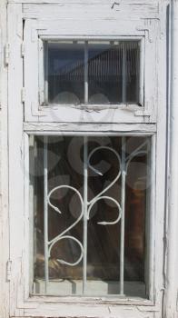 old wooden white window