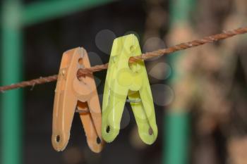 clothespins on rope