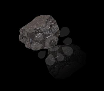 coal on a black background