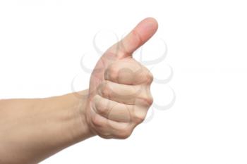 man's hand isolated on white background
