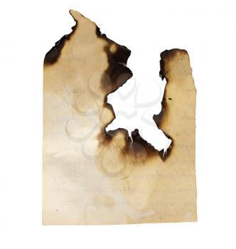 burnt paper on a white background