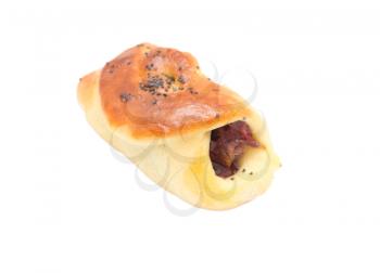 bun with jam on a white background