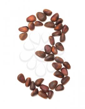 number three of the pine nuts on a white background