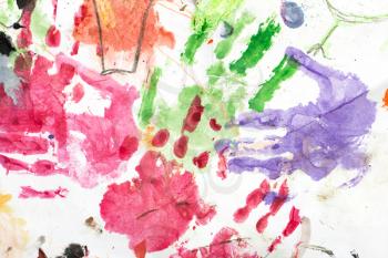 watercolor hand print on white paper