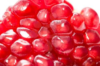Macro view of ripe seeds of pomegranate