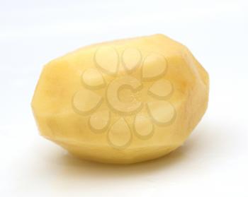 peeled potatoes on a white background