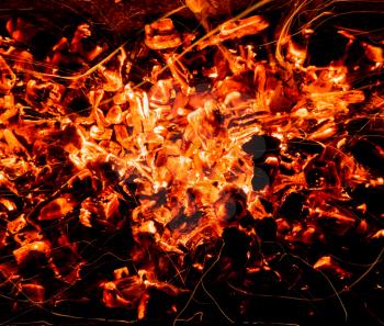 abstract background. burning charcoals with sparks