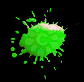 abstract blot green blob on a black background