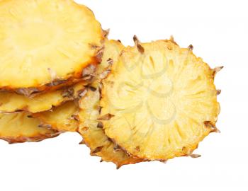 sliced ​​pineapple on white background