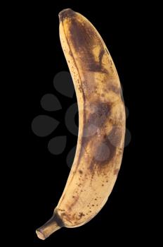 old banana on a black background