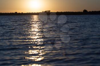 dawn sun on the lake