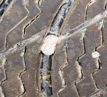 stone in the tire wheel