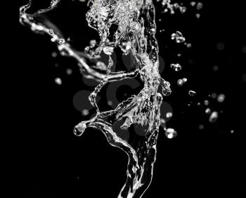 water on a black background