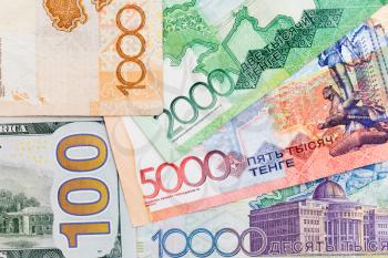 American dollars and Kazakhstan tenge