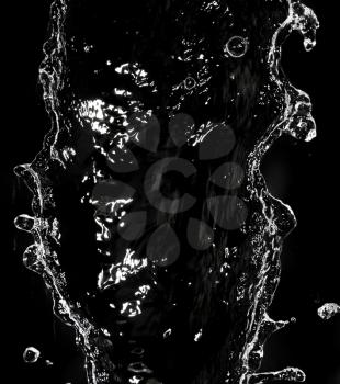 spray water on a black background
