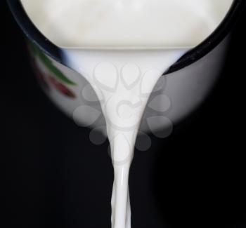 milk on a black background