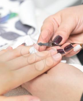 manicure in beauty salon