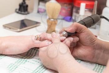 Manicure in a beauty salon