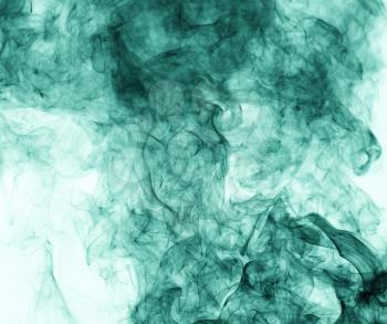 Green smoke on white background. inversion
