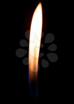 a flame of fire from the cigarette lighter on a black background