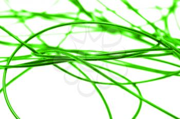 green cable on a white background