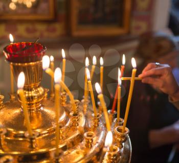 candles burning in orthodox church