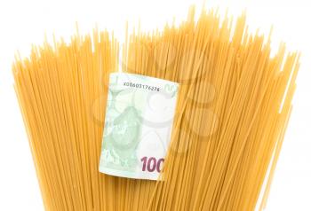 one hundred euro in spaghetti