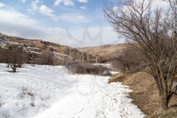 Nature in the Tien Shan mountains in winter. Kazakhstan