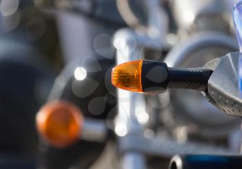 Motorcycle detail. Orange rotating light