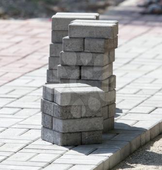 paving slabs at the construction site