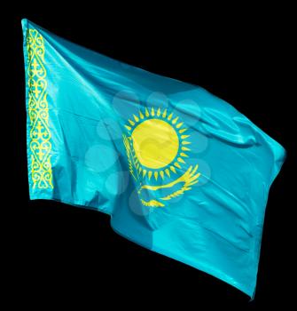 Kazakhstan flag on a black background