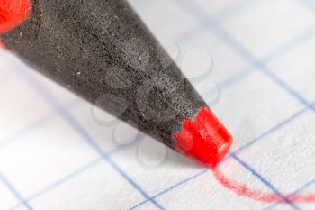 red pencil on paper. macro