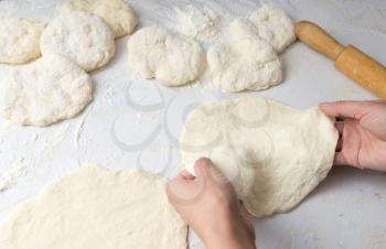 rolling dough with a rolling pin