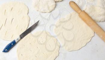 rolling dough with a rolling pin