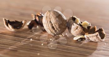 walnut on the table. macro