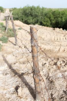 barbed wire fence in the nature