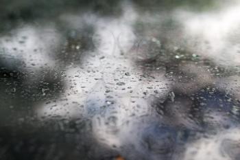 drops after rain on a car