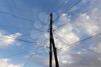electric pole on the background of the sky