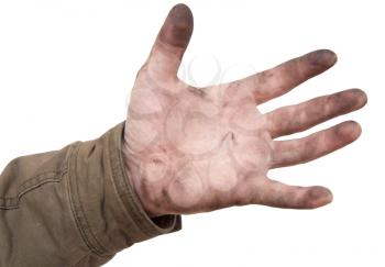 dirty hands on a white background