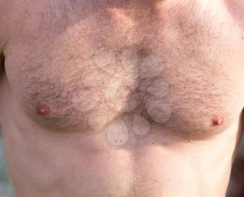 men inflated chest as background