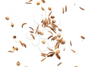 Sesame seeds with bread on white background .