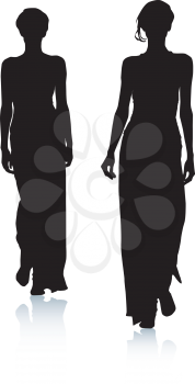 Royalty Free Clipart Image of Silhouettes of Girls